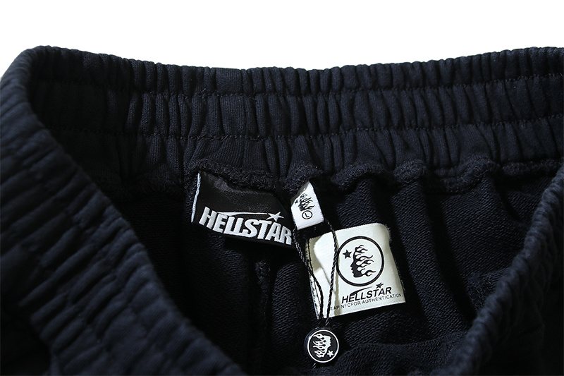 Hellstar Washed Black 08 Graphic Shorts — neck_label