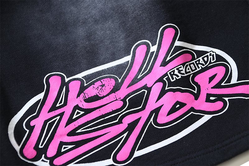 Hellstar Washed Black Records Graphic Shorts — detail