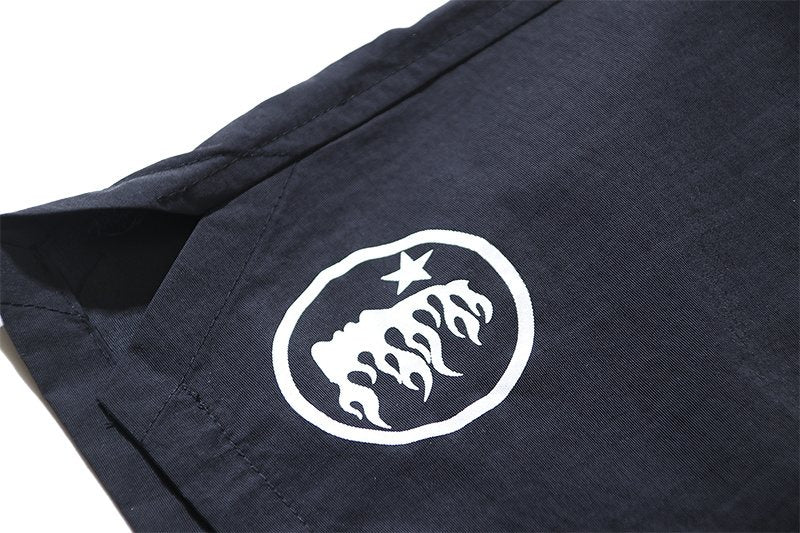 Hellstar Navy Graphic Drawstring Shorts — detail
