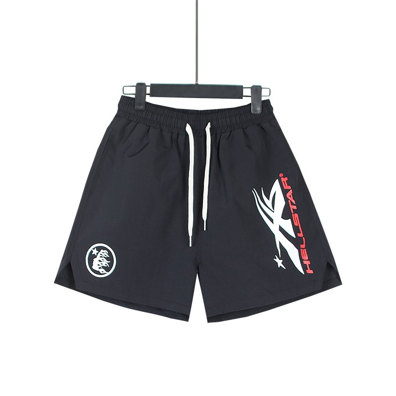 Hellstar Navy Graphic Drawstring Shorts — front