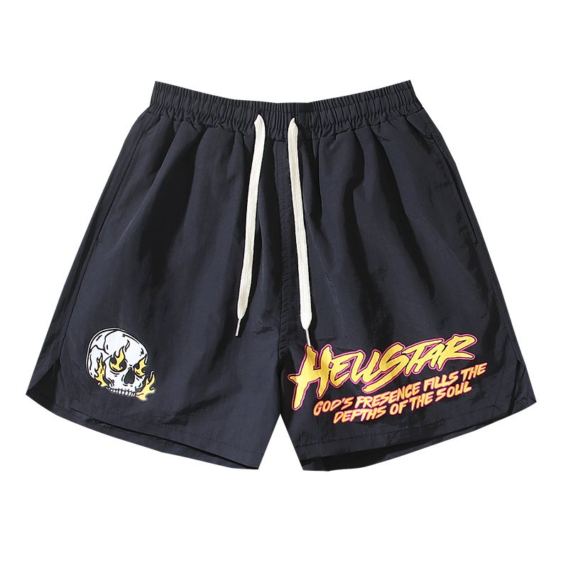 Hellstar Flame Skull Graphic Drawstring Shorts — hero