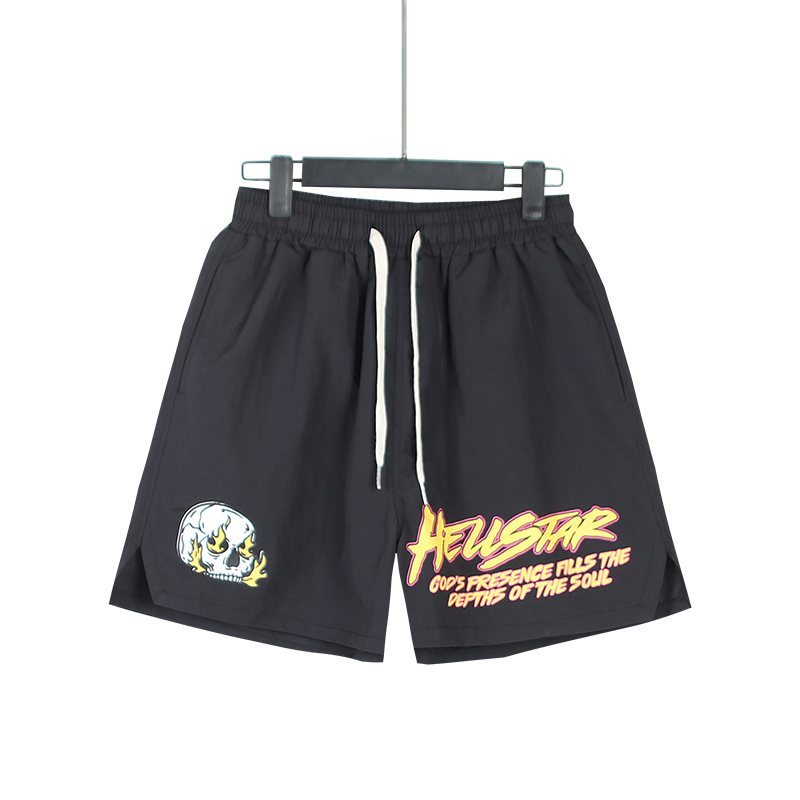 Hellstar Flame Skull Graphic Drawstring Shorts — front