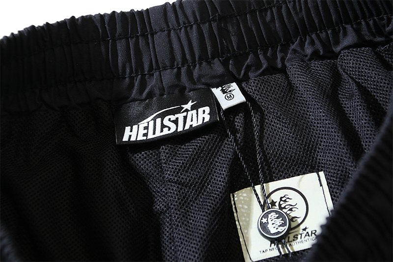 Hellstar Flame Skull Graphic Drawstring Shorts — neck_label