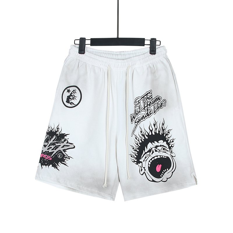 Hellstar Washed Worldwide Club Graphic Shorts — front