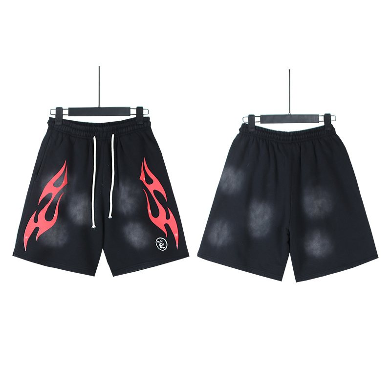 Hellstar Washed Flame Graphic Shorts — front