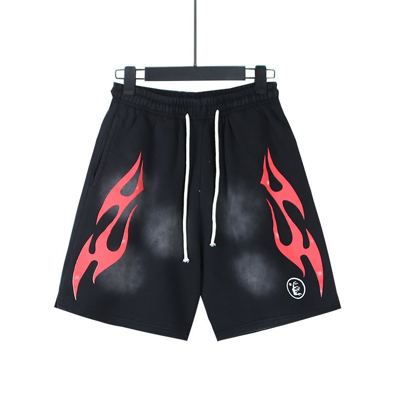 Hellstar Washed Flame Graphic Shorts — front