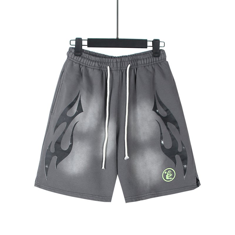Hellstar Washed Flame Graphic Shorts — front