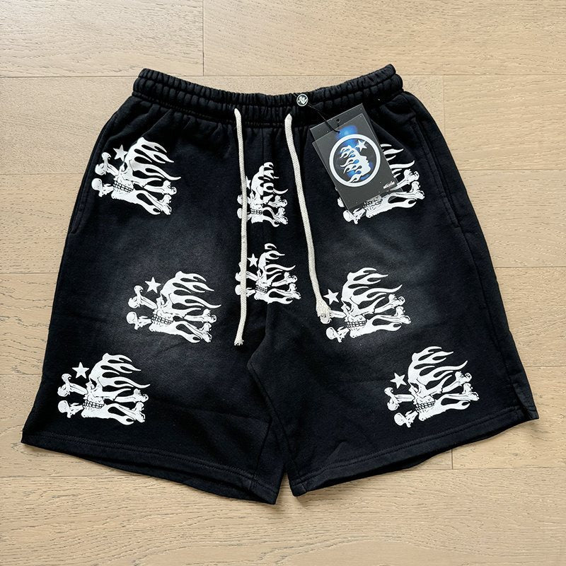 Hellstar Skeleton Flame Graphic Shorts — front