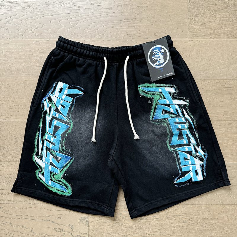 Hellstar Washed Splatter Graphic Shorts — context