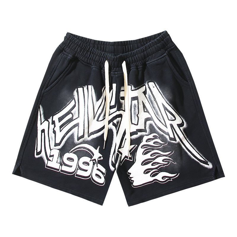 Hellstar Washed Black Graphic Shorts — hero