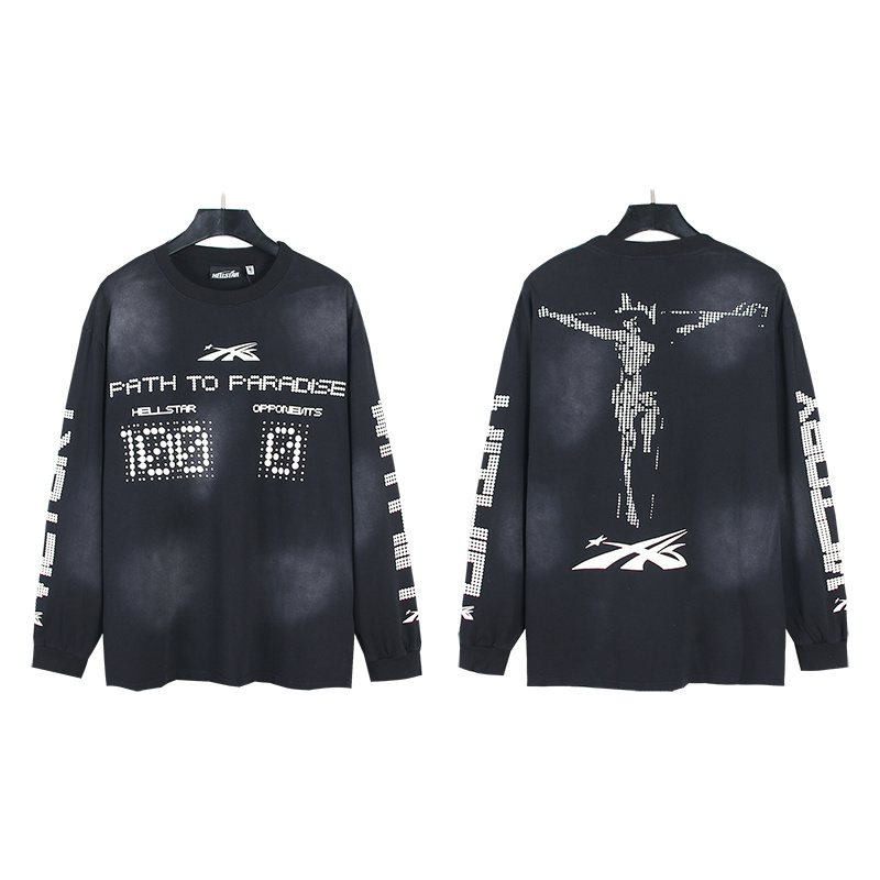 Hellstar Washed Black Graphic Long-Sleeve T-Shirt — hero