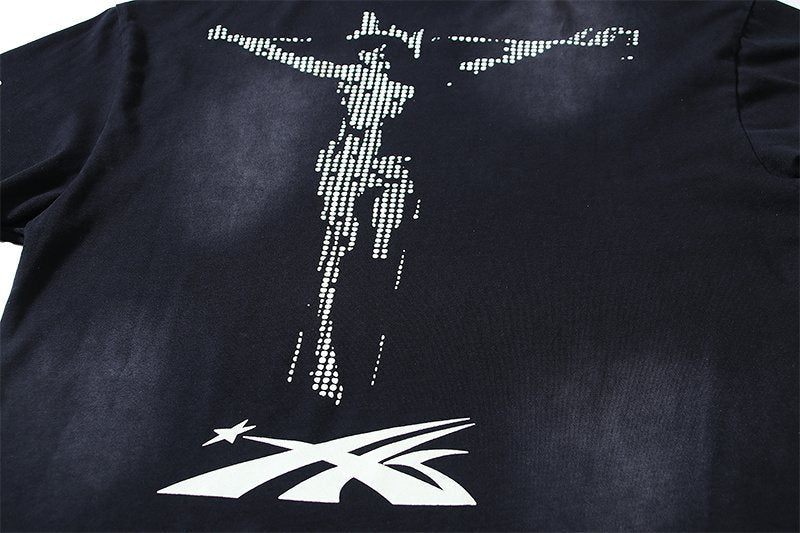 Hellstar Washed Black Graphic Long-Sleeve T-Shirt — detail