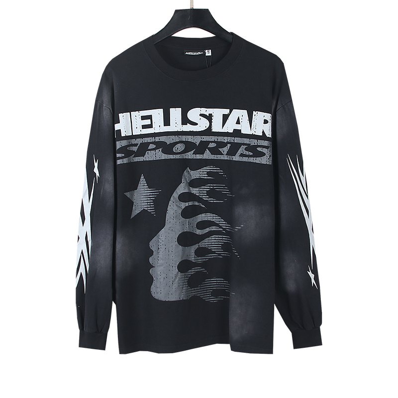 Hellstar Distressed Sports Graphic Long-Sleeve T-Shirt — front