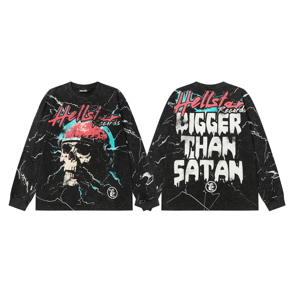 Hellstar Bigger Than Satan Skull Graphic Long-Sleeve T-Shirt — hero