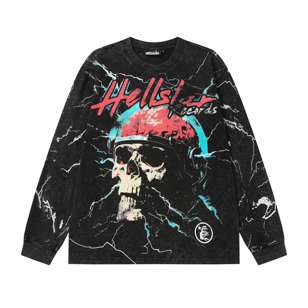 Hellstar Bigger Than Satan Skull Graphic Long-Sleeve T-Shirt — front