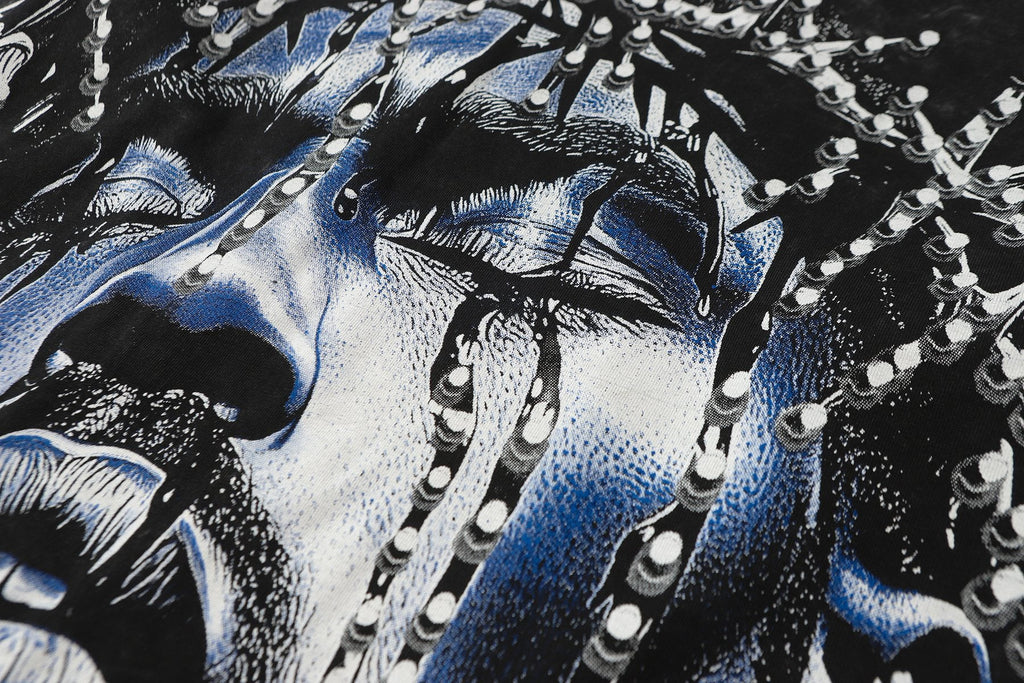 Hellstar Washed Black Wing Cross Long-Sleeve T-Shirt — detail
