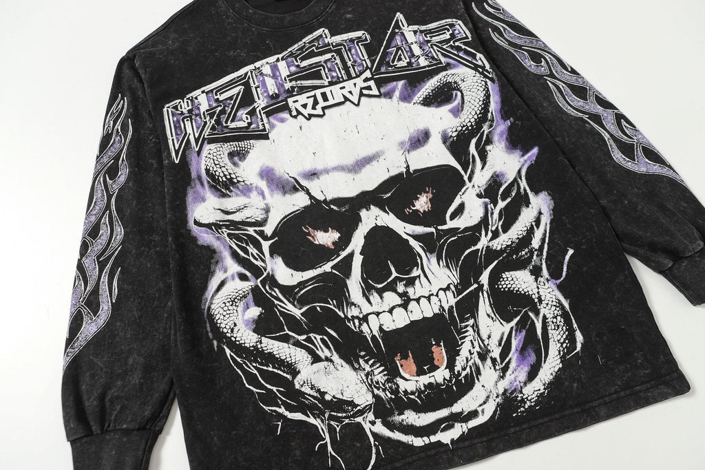Hellstar Skull & Flame Graphic Long-Sleeve T-Shirt — detail
