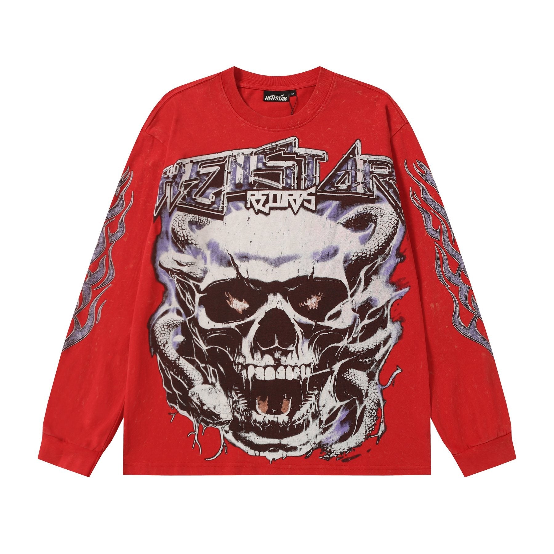 Hellstar Skull & Flame Graphic Long-Sleeve T-Shirt — front