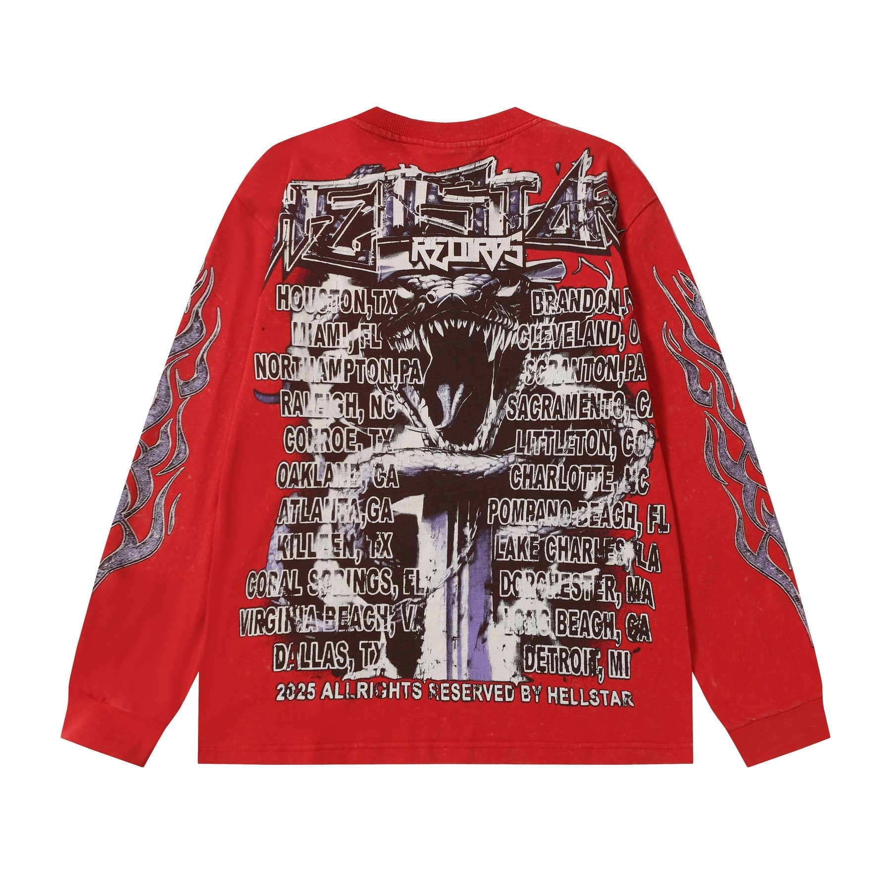 Hellstar Skull & Flame Graphic Long-Sleeve T-Shirt — back