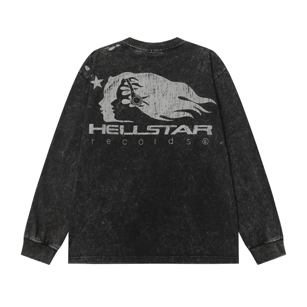 Hellstar Acid Wash Graphic Long-Sleeve T-Shirt — back
