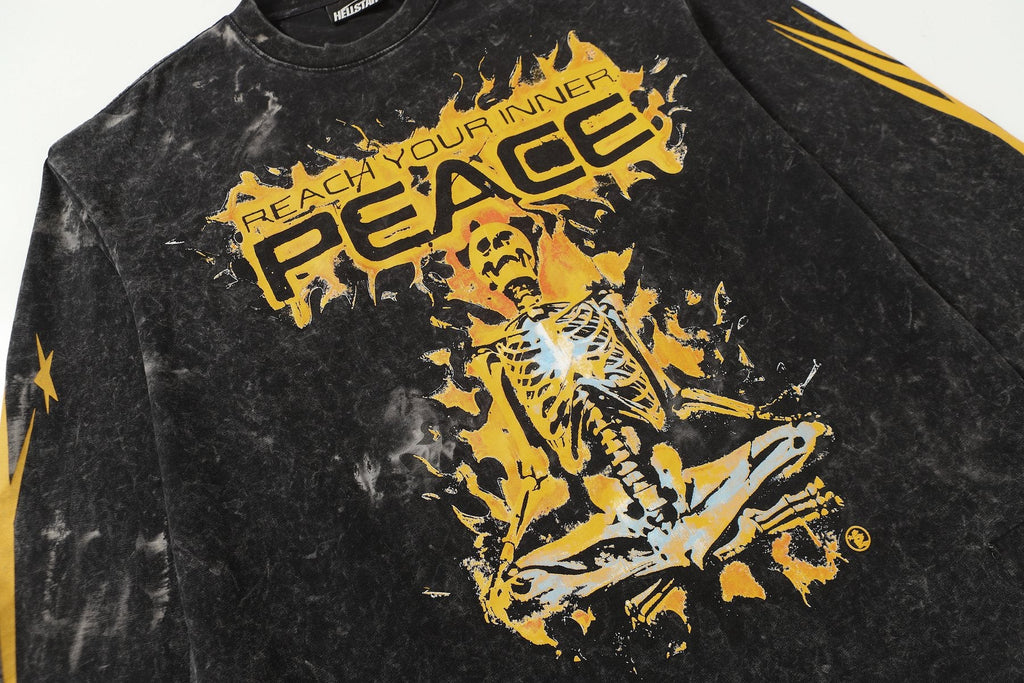 Hellstar Washed Black Graphic Long-Sleeve T-Shirt — detail