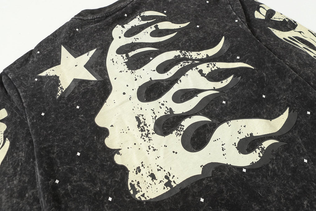 Hellstar Flame Star Graphic Long-Sleeve T-Shirt — detail