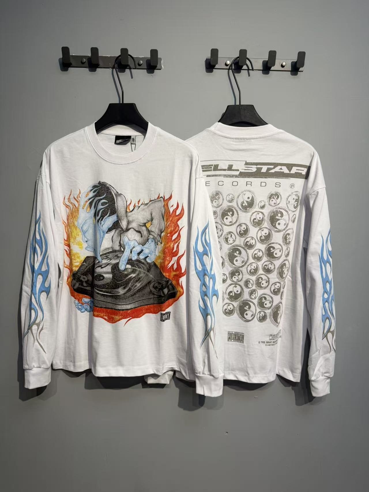 Hellstar Flame Turntable Graphic Long-Sleeve T-Shirt — context