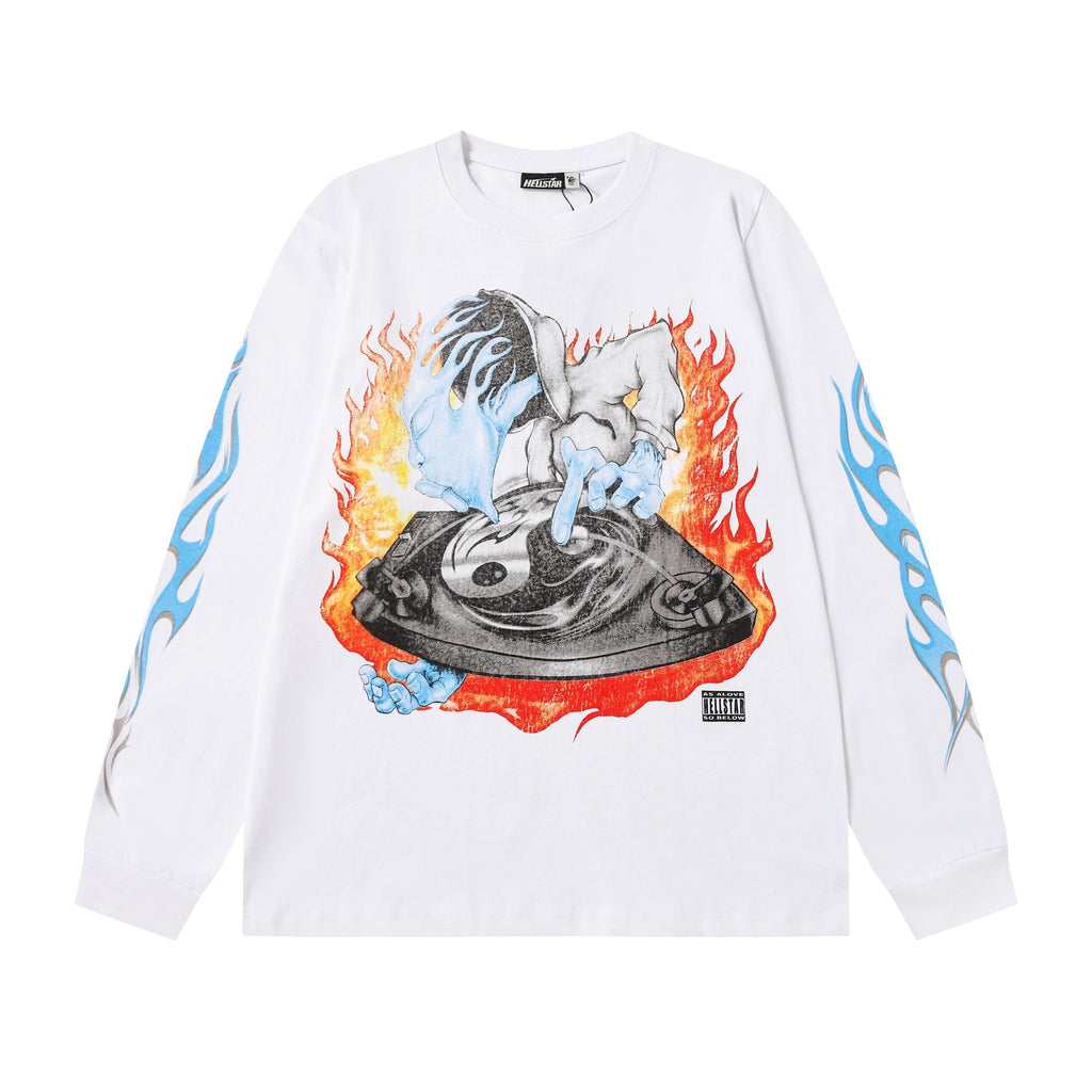 Hellstar Flame Turntable Graphic Long-Sleeve T-Shirt — hero