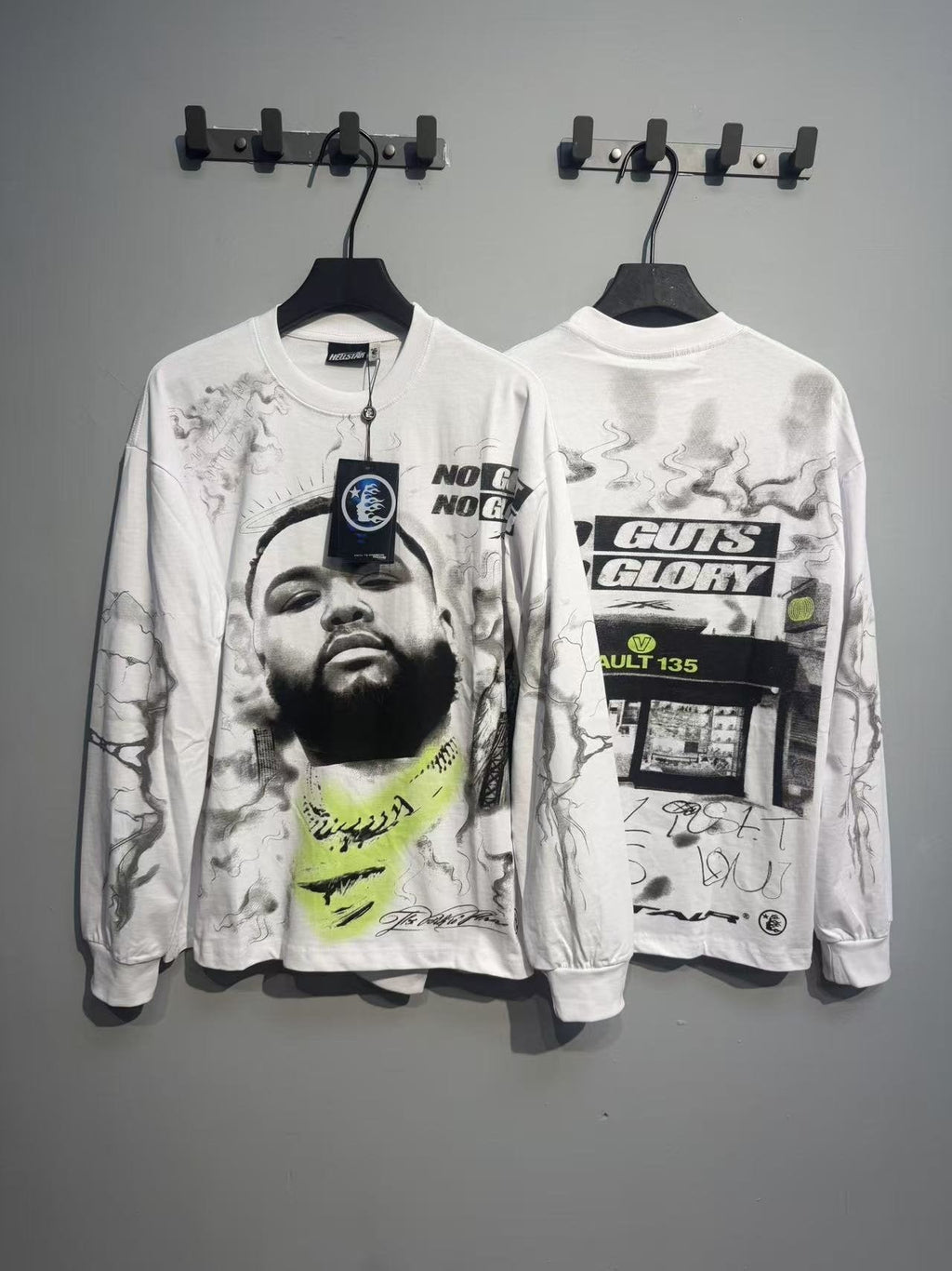 Hellstar White Graphic Long-Sleeve T-Shirt — context