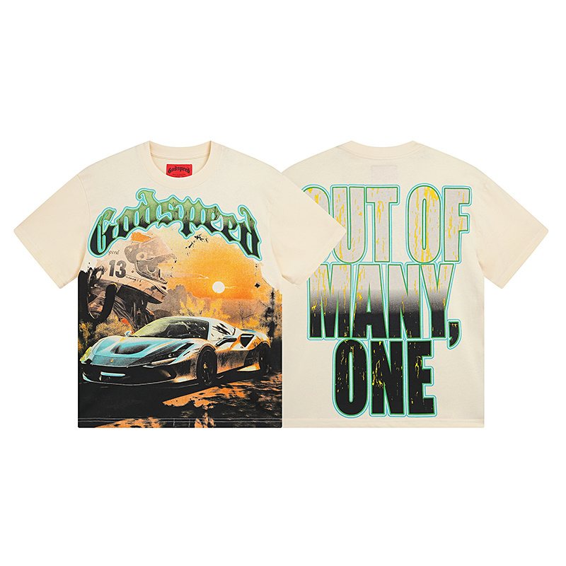 Godspeed Cream Car Graphic Short-Sleeve T-Shirt — hero