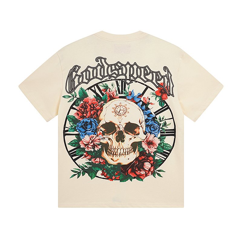 Godspeed Skull Floral Graphic T-Shirt — back