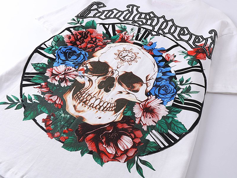 Godspeed Skull Floral Graphic T-Shirt — detail