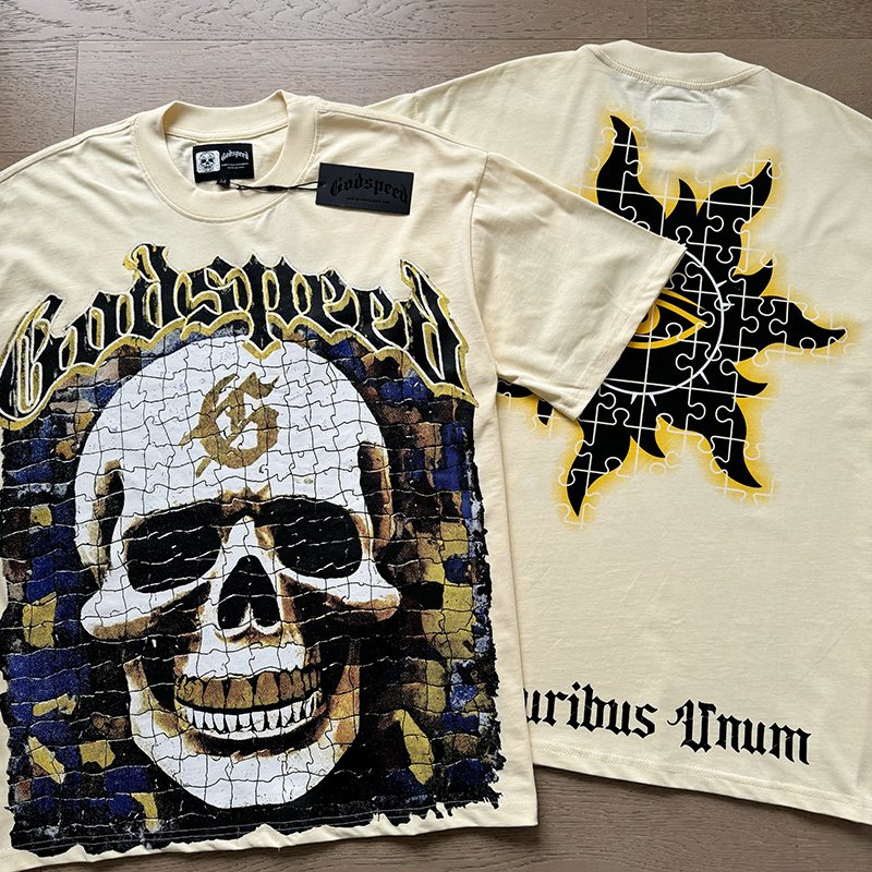 Godspeed Skull & Puzzle-Eye Graphic T-Shirt — context