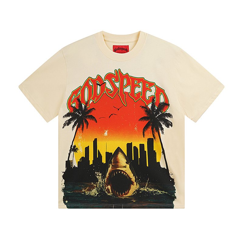 Godspeed Shark Sunset Graphic T-Shirt — front
