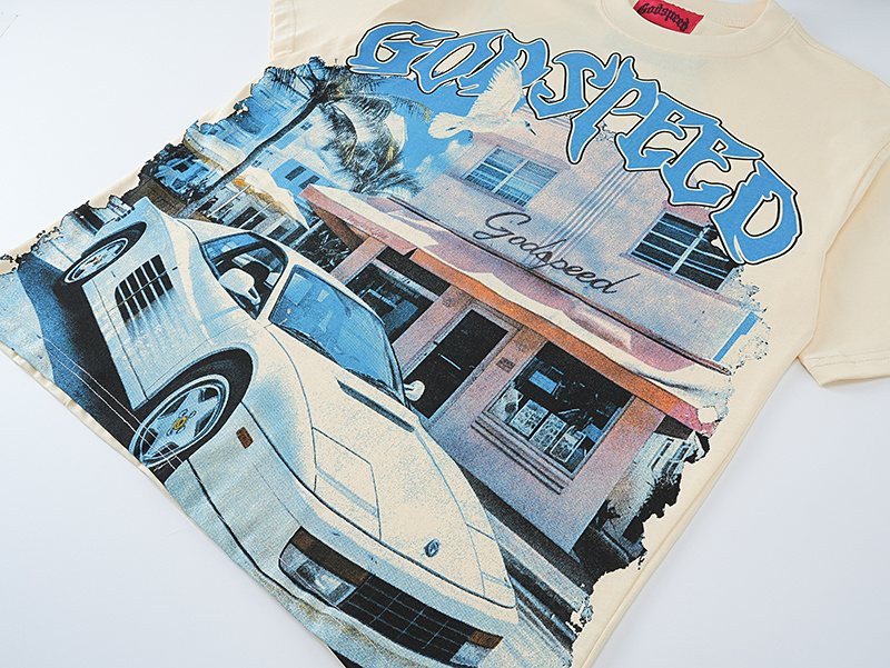 Godspeed Cream Front & Back Graphic T-Shirt — detail