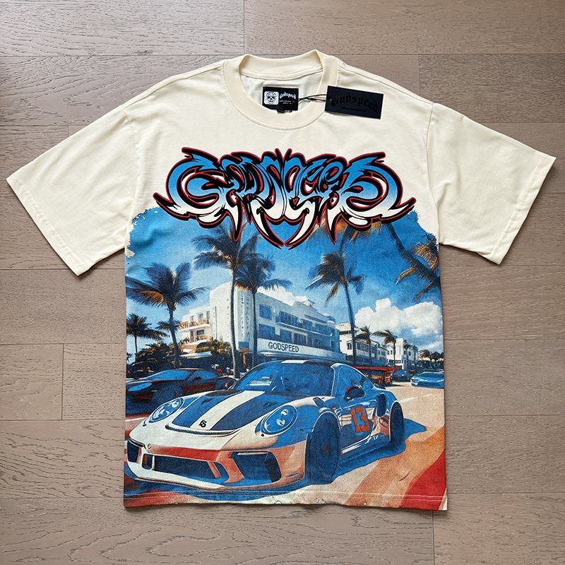 Godspeed Racing Car Graphic T-Shirt — front