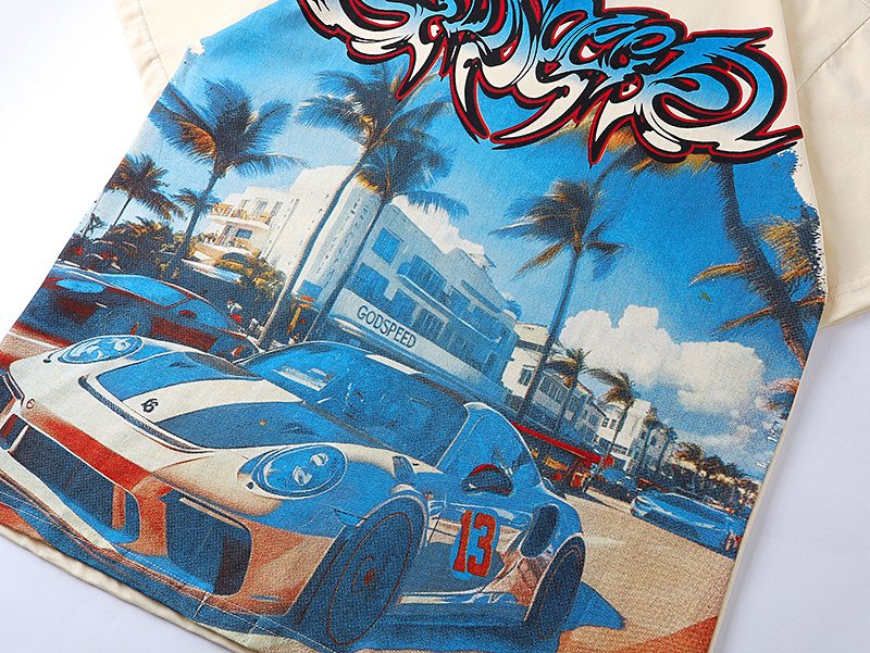 Godspeed Racing Car Graphic T-Shirt — detail