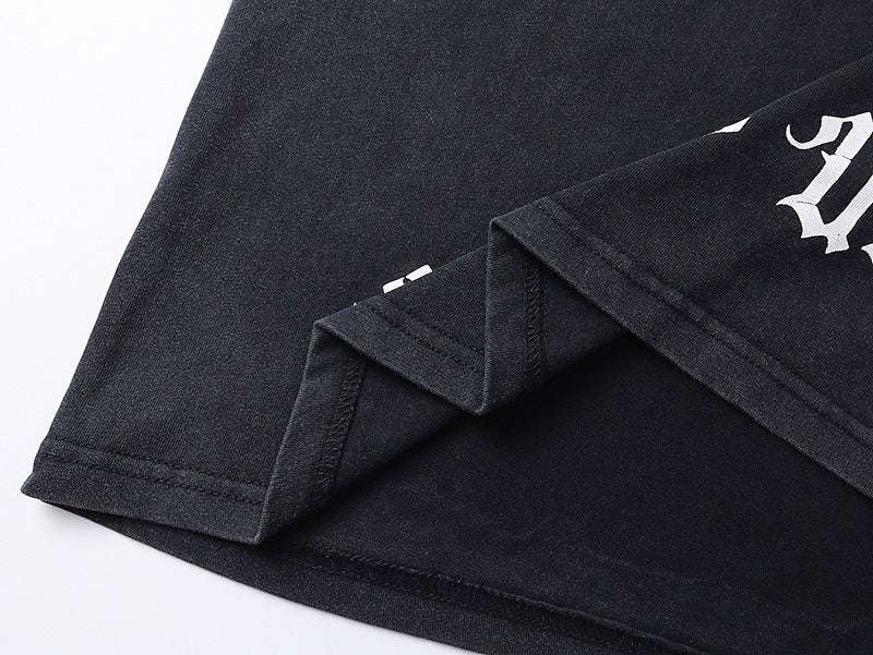 Godspeed Washed Black Skull & Sun-Eye Graphic T-Shirt — detail