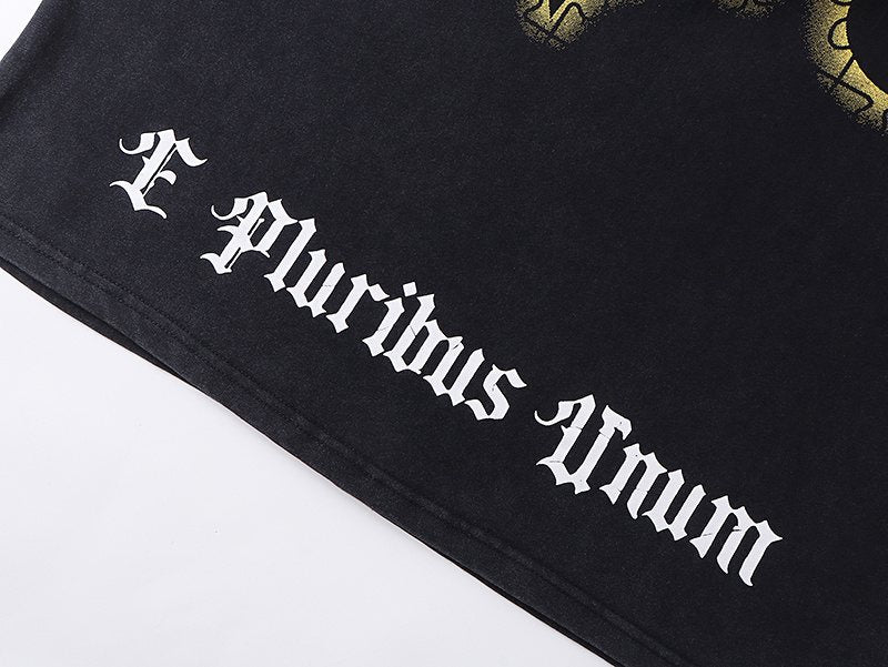 Godspeed Washed Black Skull & Sun-Eye Graphic T-Shirt — detail