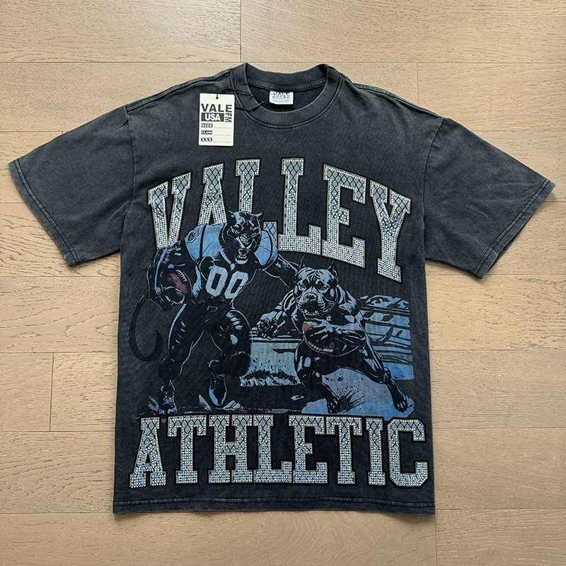 VALE USA Athletic Rhinestone Graphic T-Shirt — front