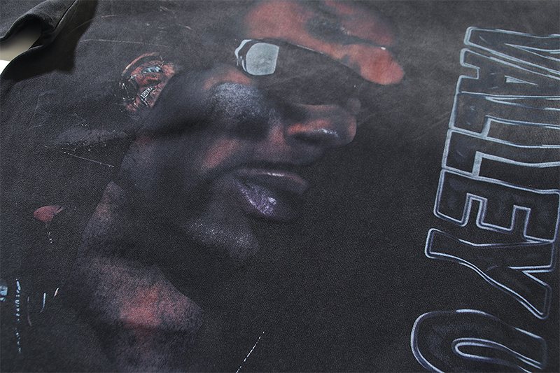 VALE USA Washed Black Portrait Graphic T-Shirt — detail