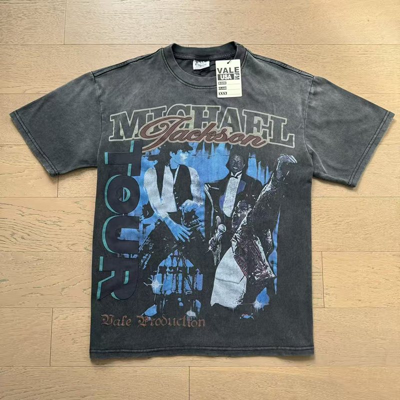 VALE USA Washed Michael Jackson Graphic T-Shirt — front
