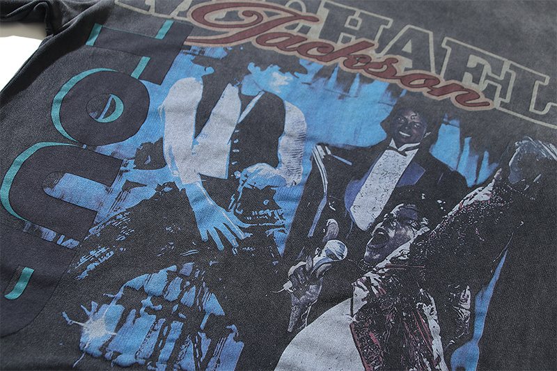 VALE USA Washed Michael Jackson Graphic T-Shirt — detail