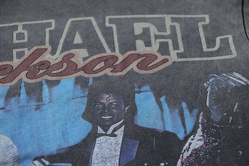VALE USA Washed Michael Jackson Graphic T-Shirt — detail
