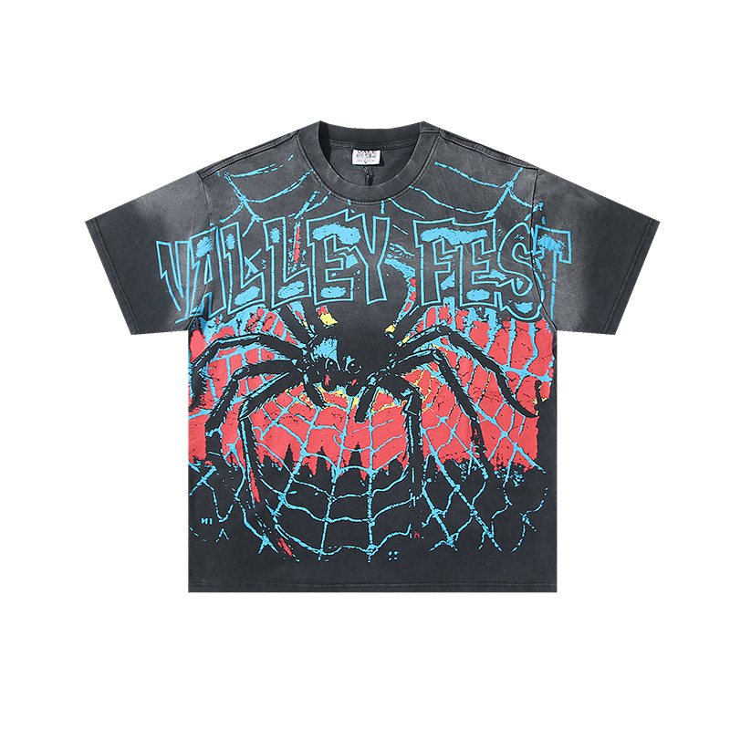 VALE USA Spider Festival Graphic Washed Black T-Shirt — hero