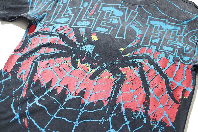 VALE USA Spider Festival Graphic Washed Black T-Shirt — detail