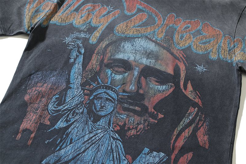 VALE USA Washed Black Graphic T-Shirt — detail