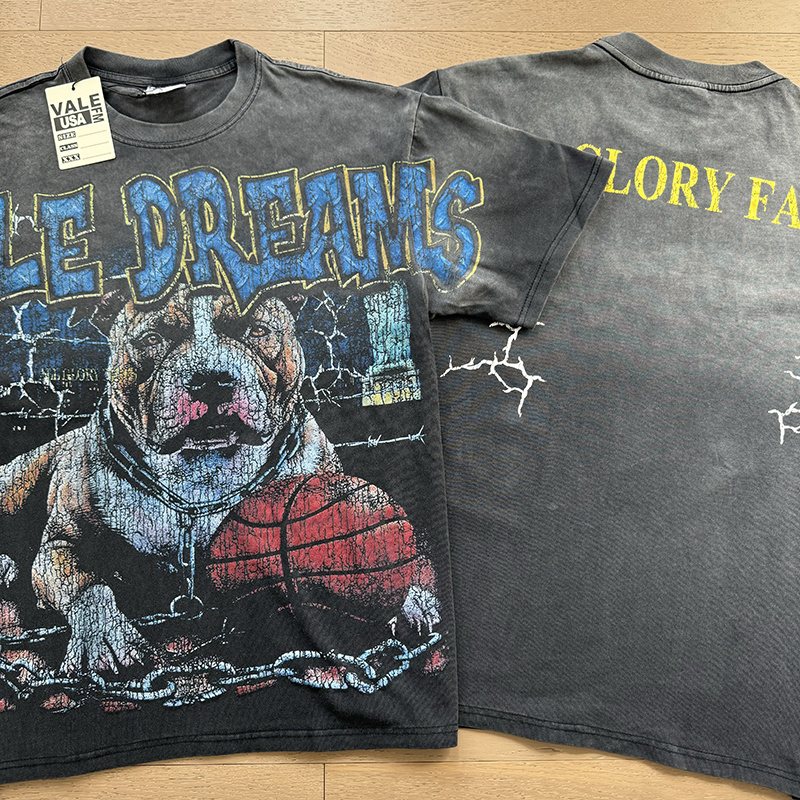 VALE USA Dreams Graphic Washed Black T-Shirt — context