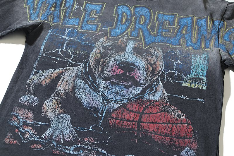 VALE USA Dreams Graphic Washed Black T-Shirt — detail
