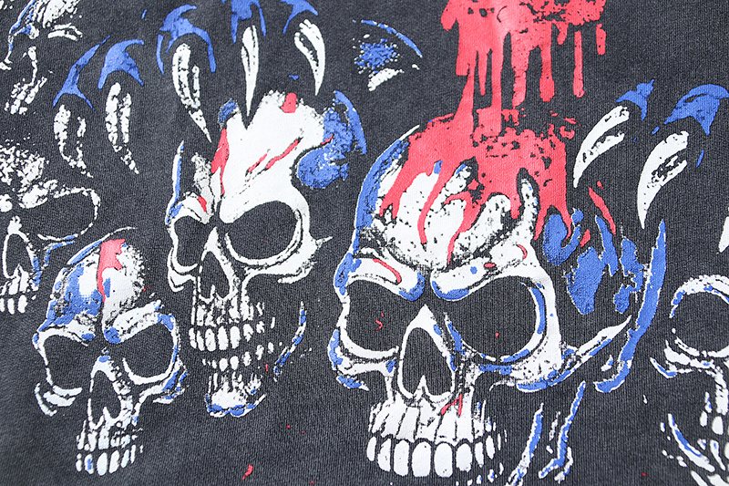 VALE USA Panther & Skull Washed Black Graphic T-Shirt — detail